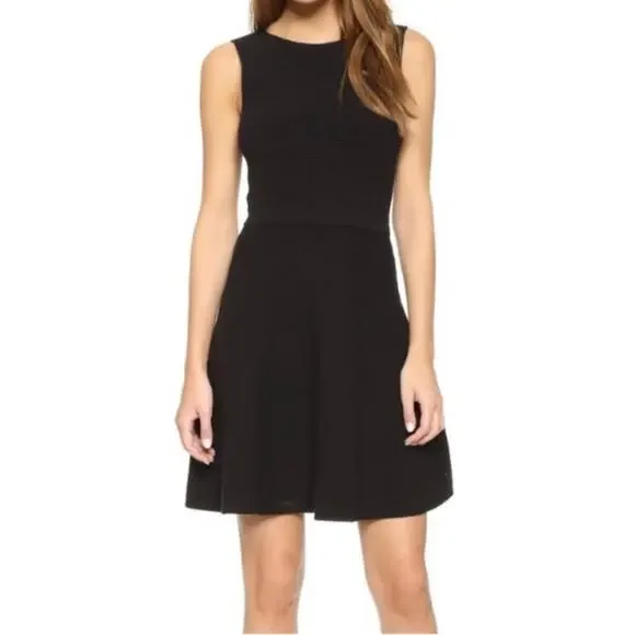 Theory | Dresses | Theory Rib Knit Flare Dress Fit And Flare Sweater Crepe  Sleeveless Mini Black